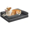 Image de Feandrea Panier pour Chien Orthopédique, Canapé, Lit pour Animaux, Rembourrage Moelleux, Bords Rehaussés, Housse Amovible et Lavable, 91 x 71 x 20 cm, Antidérapant, Gris Foncé PGW076G01