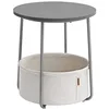 Image de VASAGLE LILEA Collection - Petite Table Basse Ronde, Table d’Appoint avec Panier en Tissu, Rangement, pour Salon, Chambre, Style Moderne, Gris Ciment et Blanc Crème LET223G49