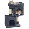 Image de Feandrea Arbre à Chat, Tour de Jeux 67 cm, S, Maison pour Chatons Jusqu’à 3 kg, Grande Plate-Forme, 2 Niches, Griffoir, Gris Foncé PCT611G01