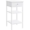 Image de VASAGLE Petite Table, Table d’Appoint, avec 1 Tiroir et 2 Étagères de Rangement, Une Étagère Réglable, Pieds Réglables, Gain de Place, Style Moderne, Blanc LET502B14