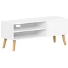 Image de VASAGLE Meuble TV, meuble TV, pour TV jusqu'à 55 pouces, porte TV de 120 cm, centre de divertissement, milieu du siècle moderne, pour salon, chambre à coucher, blanc LTV120T46