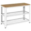 Image de VASAGLE Banc à chaussures, étagère à chaussures avec 2 étagères, 30 x 73 x 45 cm, entrée salon, couloir, structure en acier, style industriel, chêne beige et blanc classique LBS073W09
