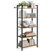 Image de VASAGLE Étagère à 5 Niveaux, Bibliothèque, Meuble de Rangement, avec Structure en Acier, pour Salon, Bureau, Entrée, Style Industriel, Marron Rustique et Noir LLS061B01