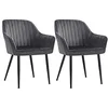 Image de SONGMICS Chaise Salle à Manger, Lot de 2, Chaise de Cuisine, Fauteuil en Velours, Rembourrée, avec Accoudoirs, Charge Max. 120 kg, Pieds en Métal, pour Salle à Manger, Gris et Noir d'encre LDC087G02