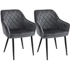 Image de SONGMICS LDC088G02 Lot de 2 chaises de salle à manger avec accoudoirs, revêtement en velours, pieds en métal, charge maximale : 110 kg, pour salle à manger, cuisine, salon, chambre à coucher, gris
