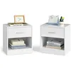 Image de VASAGLE CUSTOS Collection - Table de Nuit, Lot de 2, avec Tiroir, Poignée, Compartiment Ouvert, Table d Appoint, pour Chambre, Salon, Blanc Classique LET819T14
