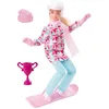 Image de Barbie Snowboardeuse - Poupée Blonde Articulée avec Snowboard et Trophée - Tenue de Sports d'hiver et Casque - 30 cm - Dès 3 Ans, HCN32