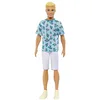 Image de Barbie Poupée Mannequin Ken Fashionistas N° 211 Blonde, avec T-Shirt Cactus Et Palmier, Short Blanc Et Baskets, À Collectionner, Jouet Enfant, A Partir De 3 Ans, HJT10