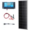 Image de VEVOR Lot de 2 panneaux solaires monocristallins 100 W 12 V plus régulateur de charge 8,33 A Système solaire Taux de conversion de 23% Compatible avec les batteries AGM, GEL, FLD LI pour camping-car,