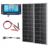 Image de VEVOR Lot de 2 panneaux solaires monocristallins de 200 W - 12 V - Avec régulateur de charge - Système solaire 16,66 A - Taux de conversion de 23% - Compatible avec les batteries AGM, GEL, FLD, LI