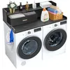 Image de VEVOR Comptoir pour lave-linge et sèche-linge à 2 tiroirs avec étagère à 2 niveaux, surface de comptoir en bois, avec coussinets antidérapants, pour organisation et rangement de la buanderie, noir