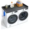 Image de VEVOR Comptoir pour lave-linge et sèche-linge, 137x70 cm, surface de comptoir en bois, dessus résistant à l'eau, avec coussinets antidérapants, pour organisation et rangement de la buanderie, noir