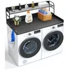 Image de VEVOR Comptoir pour lave-linge et sèche-linge avec étagère à 2 niveaux, surface de comptoir en bois, 1370 x 700 mm, avec coussinets antidérapants, pour organisation et rangement de la buanderie, noir