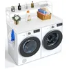 Image de VEVOR Comptoir pour lave-linge et sèche-linge avec étagère à 2 niveaux, surface de comptoir en bois, 1370 x 700 mm, avec coussinets antidérapants, pour organisation et rangement de la buanderie, blanc