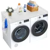 Image de VEVOR Comptoir pour lave-linge et sèche-linge, 137x70 cm, surface de comptoir en bois, dessus résistant à l'eau, avec coussinets antidérapants, pour organisation et rangement de la buanderie, blanc