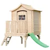 Image de TIMBELA M550A Maisonnette en bois avec terrasse - Maison Enfant Exterieur avec Toboggan sur pilotis - H212 x 171 x 130 cm, 1.1 m²