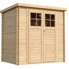 Image de TIMBELA M311F Abri de jardin en bois- porte verrouillable de haute qualité - Stockage extérieur l204xL142xH200cm/2.22m2- Petit abri à outils, Local à vélos - Toit imperméable, fenêtres