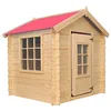 Image de Timbela M570R-1 Maison en bois pour enfants -Toit rouge- Maison de jeux pour l'extérieur 111x113xH121cm/0.9 m2 - maison jardin enfant exterieur bois - Maison d'été extérieure