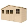 Image de Abri de Jardin en Bois Naturel - Stockage extérieur avec fenêtres- H246x418x220 cm/8 m² hangar en bois naturel - Atelier rangement outils et vélos- TIMBELA M332