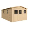 Image de Abri de Jardin en Bois Naturel - Stockage extérieur avec fenêtres- H226x324x516 cm/15 m² hangar en bois naturel - Atelier rangement outils et vélos- TIMBELA M337