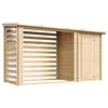 Image de TIMBELA M205 Abri de jardin+ Chalet pour vélos/Bucher/Abri conteneur - Cabane de jardin avec Toit plat - 344 x 130 cm - 2,54 m2+1,1 m2