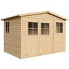 Image de Abri de Jardin en Bois Naturel - Stockage extérieur avec fenêtres- H226x324x216 cm/6 m² hangar en bois naturel - Atelier rangement outils et vélos- Timbela M334