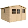 Image de Abri de Jardin en Bois Naturel - Stockage extérieur avec fenêtres- H226x316x324 cm/9 m² hangar en bois naturel - Atelier rangement outils et vélos- TIMBELA M335