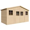 Image de Abri de jardin en bois Exterieur PLUS LES PLANCHERS IMPRÉGNÉ-Chalet en Pin/épicéa- H246x418x220 cm/8 m²-Construction de Panneaux - Rangement pour vélos, remise à outils- TIMBELA M332+M332G