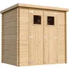 Image de Abri de jardin en bois AVEC SOL TRAITÉ TIMBELA M311+M311G - Stockage extérieur l204xL142xH200cm//2.22m2- Petit abri à outils, Local à vélos - Toit imperméable, fenêtres