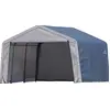 Image de ShelterLogic Shed-in-a-Box Abri de rangement d'extérieur en acier toutes saisons avec toit en acier avec housse imperméable et ancrages de tarière réutilisables 3,6 x 3,6 m
