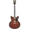 Image de D'Angelico Deluxe DC Stopbar Satin Brown Burst semi-akoestische gitaar met koffer