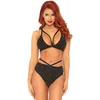 Image de Leg Avenue 81576 Soutien-Gorge en Lurex & Slip Brésilien Or Noir Taille M/L EUR 42-44