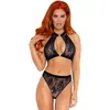 Image de Leg Avenue Top Dentelle avec Découpe Coeur/String Haute Assorti Noir M/L