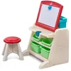 Image de Step2 Flip & Doodle Chevalet Avec Bureau Et Tabouret Pour Enfants | Table De Créativité En Plastique Avec Boîtes De Rangement