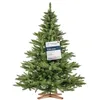 Image de FairyTrees Sapin de Noël Artificiel, Sapin Nordmann, Tronc Vert, Socle en Bois, 180cm, FT14-180