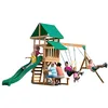 Image de Backyard Discovery Belmont, Aire De Jeux En Bois | Portique Balançoire Avec Mur D'Escalade, Toboggan Et Balançoire, Bac À Sable | Trapèze Et Banc, Jeux Exterieur, +3 Ans