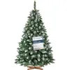 Image de FairyTrees Sapin de Noël Artificiel, Pin Naturel Enneigé avec Pommes de pin naturels, Socle en Bois, 180cm, FT04-180