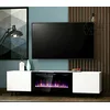 Image de Meuble TV Blanc 180x49x40cm avec Cheminée chauffante intégrée Palace sur Pieds