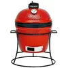 Image de Kamado Joe Barbecue au charbon de bois portable Joe Jr. 13,5" rouge avec support en fonte, déflecteur de chaleur et cendrier