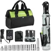 Image de WORKPRO Jeu de clés à cliquet électriques 12 V, 3/8", 55 Nm, visseuse à cliquet sans fil avec 2 batteries de 2,0 Ah, lumière LED, 9 douilles, sac de rangement, chargeur
