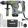 Image de WORKPRO Marteau Perforateur Électrique 1500W, Perceuse à Percussion, Marteau Rotatif avec Poignée Rotative 360°, 4 Fonctions, Mandrin SDS-PLUS, Perçage et Burinage, Livré avec Mallette et Accessoires