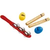 Image de Nino Percussion Ninoset2 Assortiment Set (5 pièces) pour jardins d'enfants, berceaux, écoles/musicothérapie incl. Jingle Stick, Claves en bois, Egg Shaker