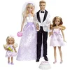Image de Barbie Coffret Mariage 4 poupées, Dont Deux mariés et Deux Demoiselles d'honneur, Jouet pour Enfant, DJR88