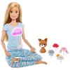 Image de Barbie Bien-être coffret Méditation avec poupée blonde avec exercices de méditation, figurine chiot et accessoires, jouet pour enfant, GNK01
