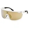 Image de Adidas Sport SP0094 Homme et Femme, Lunettes de soleil de sport fines et légères, forme de lentille d'écran, étui inclus, verres marron miroir, blanc, taille unique unisexe, adulte, blanc, taille